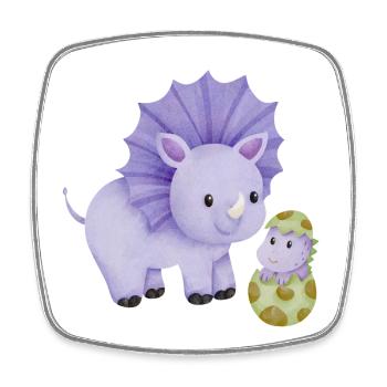 Dinosaur mom with child - Square fridge magnet - white - Front