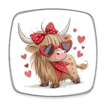 Highland-Kuh Valentinstag – Süß und Verspielt - Viereckiger Kühlschrankmagnet - Weiß - Vorne