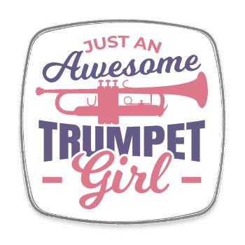 Great trumpet girl - Square fridge magnet - white - Front