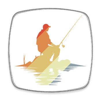 Angler Vintage Look - Viereckiger Kühlschrankmagnet - Weiß - Vorne