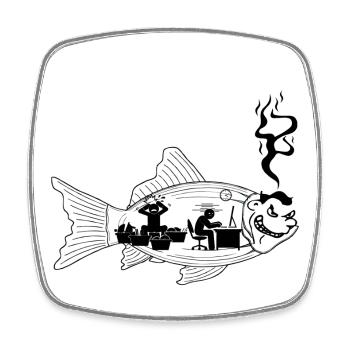 the fish stinks from the head - Square fridge magnet - white - Front