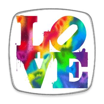Rainbow Graffiti LOVE Burst - Square fridge magnet - white - Front