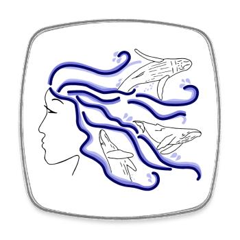 baleine à bosse femme silhouette cheveux foncé dessiné - Magnet carré - blanc - Devant