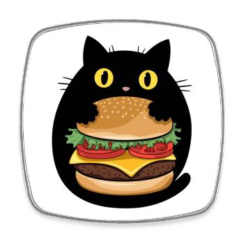 Burger Cat Pop Art - Magnet carré - blanc - Devant