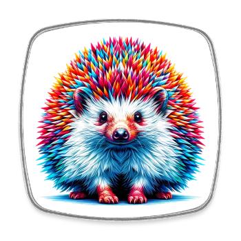 Igel - Viereckiger Kühlschrankmagnet - Weiß - Vorne