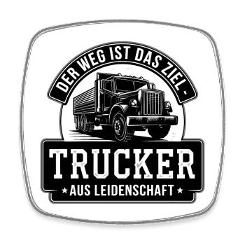 Trucker Passion - The Journey is the Goal - Square fridge magnet - white - Front