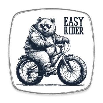 Fatbike Bär Fahrrad dicke Reifen cool Geschenk - Viereckiger Kühlschrankmagnet - Weiß - Vorne