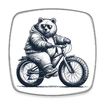 Fatbike Bär Mountainbike dicke Reifen Geschenk - Viereckiger Kühlschrankmagnet - Weiß - Vorne