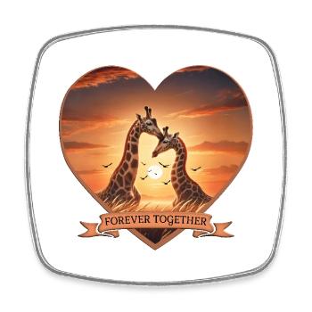 Forever Together: Herz-Design mit Giraffen - Viereckiger Kühlschrankmagnet - Weiß - Vorne