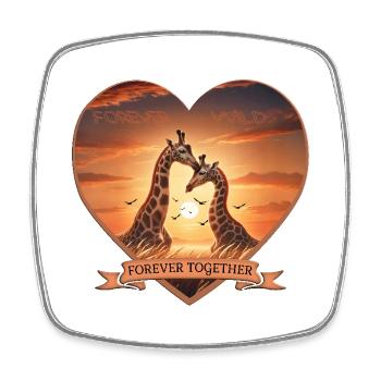 Forever Wild: Heart Design with Giraffes - Square fridge magnet - white - Front