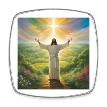Jesus, Catholic Jesus Christ - Square fridge magnet - white - Front