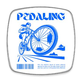 Pedaling – power and freedom on two wheels - Square fridge magnet - white - Front
