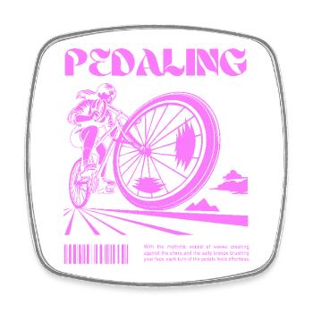Pedaling Power – Freedom on Two Wheels - Square fridge magnet - white - Front