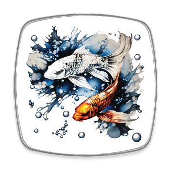 Koifishes and bubbles - Square fridge magnet - white - Front