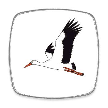 flying stork - Square fridge magnet - white - Front