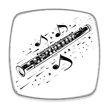 Flute music - Square fridge magnet - white - Front