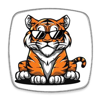 Tiger Cool Comic - Square fridge magnet - white - Front