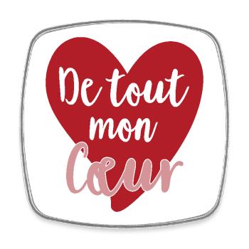 Coeur rouge avec lettrage romantique - Magnet carré - blanc - Devant