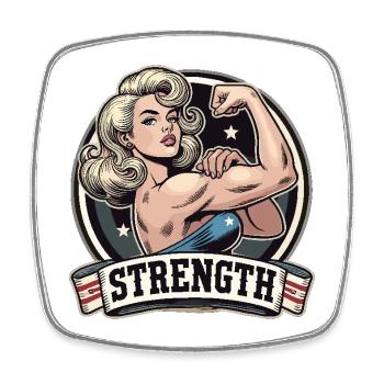 Strength Strong Woman Stretches Arm Blonde Gift - Square fridge magnet - white - Front