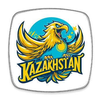 Kazakhstan aigle soleil drapeau drapeau cadeau - Magnet carré - blanc - Devant