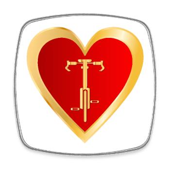 BIKE LOVE CYCLIST HEART - Square fridge magnet - white - Front