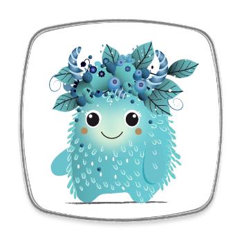 Cute Blueberry Monster – Fruity and Spiky - Square fridge magnet - white - Front