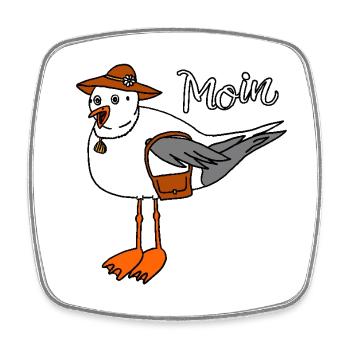 Seagull with Handbag Moin Baltic Sea North Sea Holiday - Square fridge magnet - white - Front