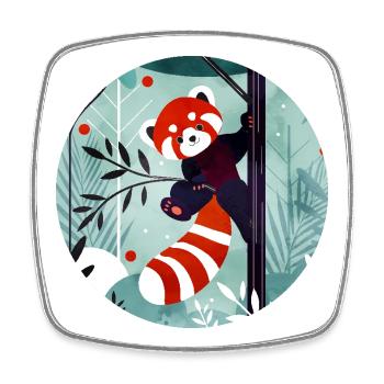 Panda roux heureux dans la jungle - Magnet carré - blanc - Devant
