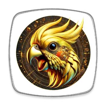 Steampunk Bird (01) - Square fridge magnet - white - Front