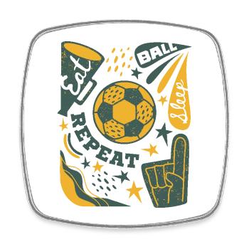 Soccer Life – Play, Ball, Repeat - Viereckiger Kühlschrankmagnet - Weiß - Vorne