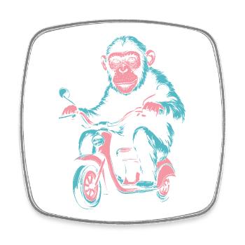 Monkey on the Scooter – Retro Street Style - Square fridge magnet - white - Front