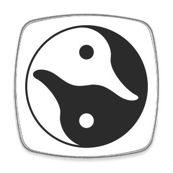 Canard Yin Yang - Magnet carré - blanc - Devant