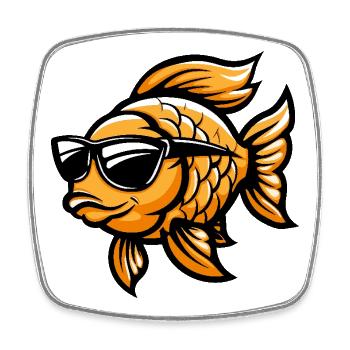 Poisson rouge Bande dessinée cool - Magnet carré - blanc - Devant