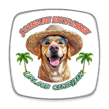 Schnauze entspannen – Urlaub mit Labrador - Viereckiger Kühlschrankmagnet - Weiß - Vorne