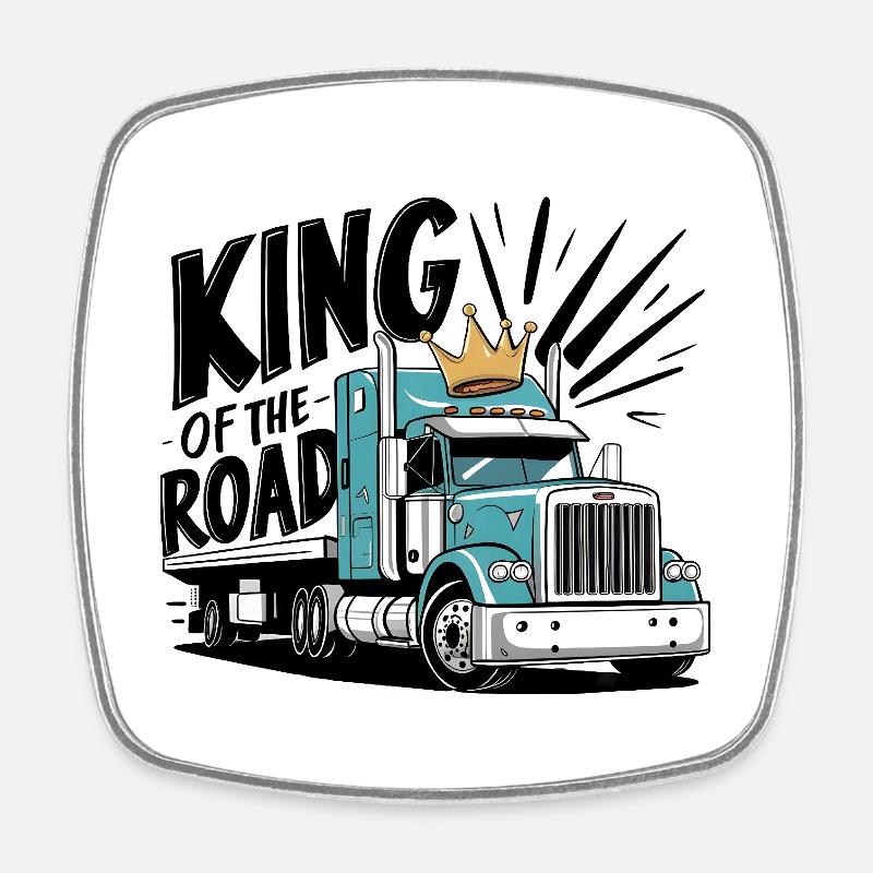 King of the Road - Square fridge magnet - white
