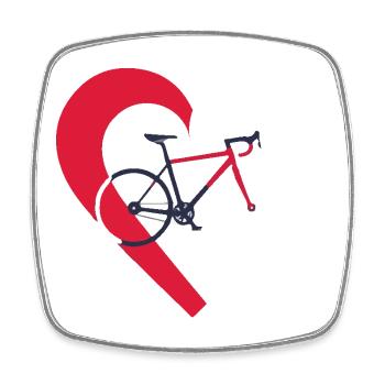 I love my bicycle - Bike and heart - Square fridge magnet - white - Front