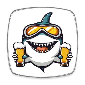 Bière après-ski Shark - Magnet carré - blanc - Devant