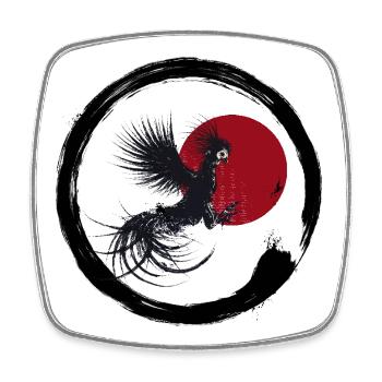 Japanese Rooster - Square fridge magnet - white - Front