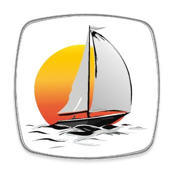 Marin avec soleil - Magnet carré - blanc - Devant