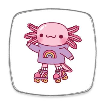 Süßer Axolotl mit Hoodie und Rollschuhen - Viereckiger Kühlschrankmagnet - Weiß - Vorne