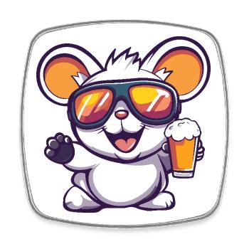 Bière après-ski Mouse - Magnet carré - blanc - Devant