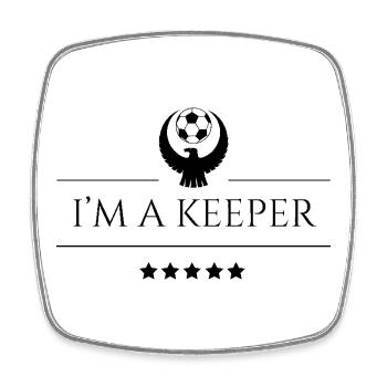 I’m a Keeper - Motif de football fier - Magnet carré - blanc - Devant