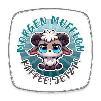 Morgenmufflon - Viereckiger Kühlschrankmagnet - Weiß - Vorne