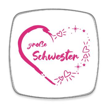 große Schwester rosa pink Herz - Viereckiger Kühlschrankmagnet - Weiß - Vorne