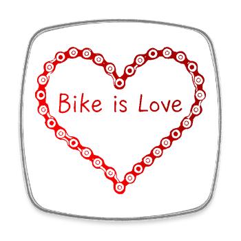 Bike is love - La Saint-Valentin pour les cyclistes - Magnet carré - blanc - Devant