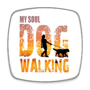 My Soul Dog - Dog Walking - Square fridge magnet - white - Front