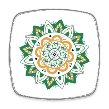 oriental pattern morocco green orange - Square fridge magnet - white - Front