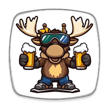 Bière après-ski Moose - Magnet carré - blanc - Devant