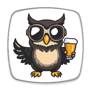 Eule Apres Ski Bier - Viereckiger Kühlschrankmagnet - Weiß - Vorne
