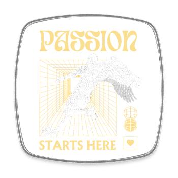 Passion Starts Here – Football Design with Grid - Square fridge magnet - white - Front